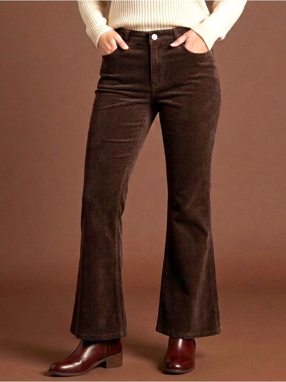 RSQ Tilly's High Rise Corduroy Flare Pants Dark Brown / Espresso Size 30 - Picture 1 of 4